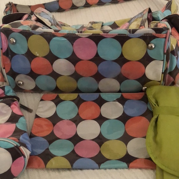 Multi colored easy wipe pokadot kalencom diaper bag - Picture 5 of 17
